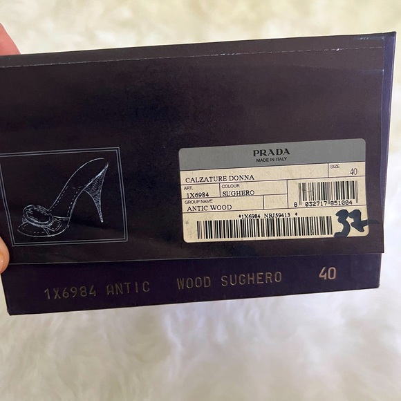 Prada Calzature Donna Wooden Buckle Slide Sandals - Size 40/US 9 - Picture 9 of 9